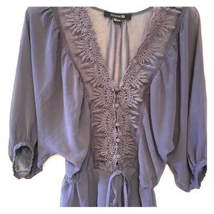 Forever 21 Gray Sheer Overblouse